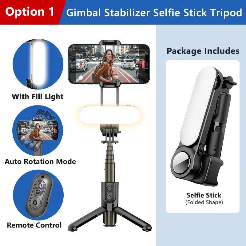 4 - in - 1 Selfie Stick With Tripod, Gimbal, and Flash - Advanced Modern