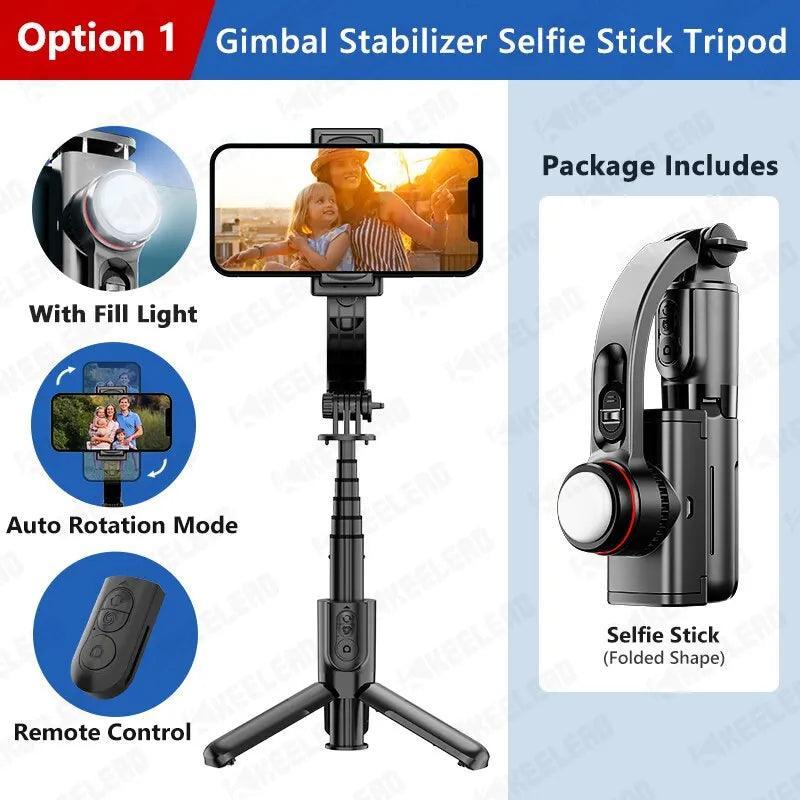 4 - in - 1 Selfie Stick With Tripod, Gimbal, and Flash - Advanced Modern