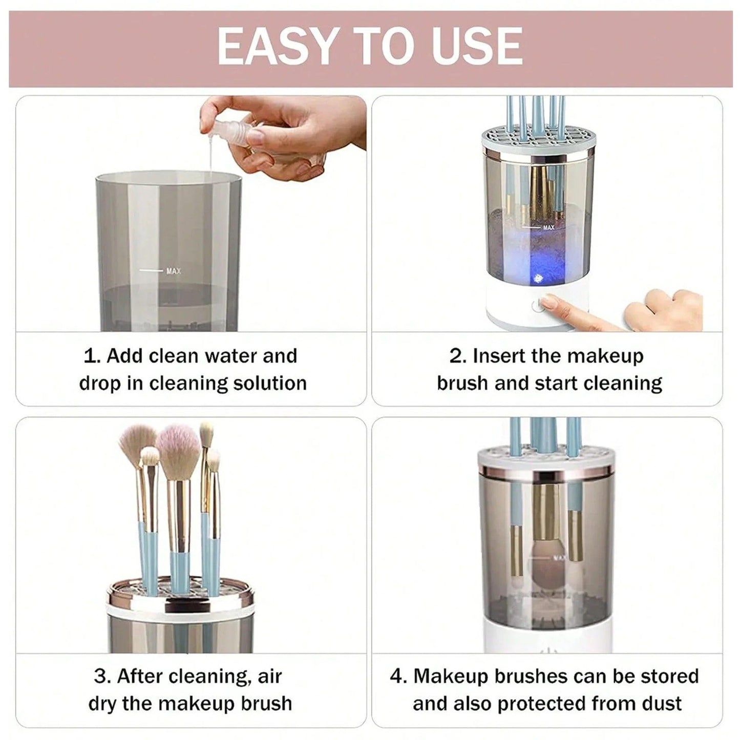 Automatic Makeup Brush Cleaning and Drying Stand
