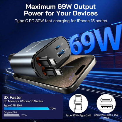 High - Speed Retractable Car Charger - Advanced Modern