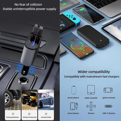 High - Speed Retractable Car Charger - Advanced Modern