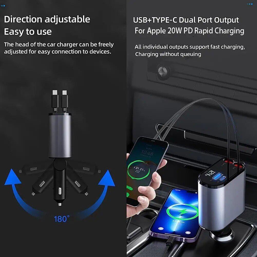 High - Speed Retractable Car Charger - Advanced Modern